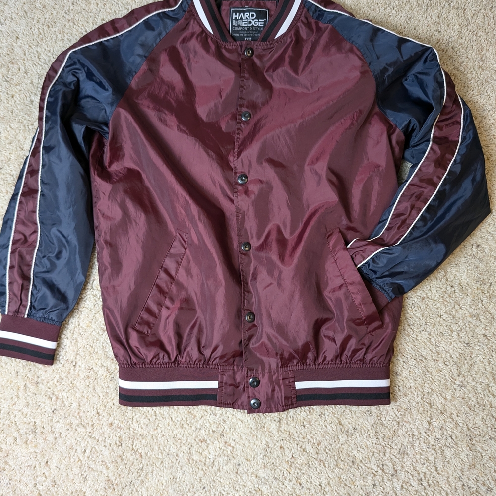 Burgundy and Navy Men's Jacket